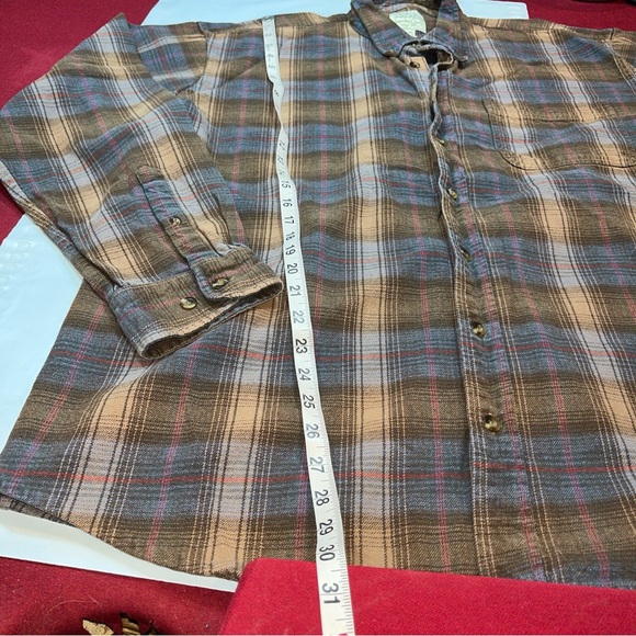 Cabela’s XL TALL BROWN WIDE PLAID Shirt BLUE HEAVY COTTON Long Sleeves Button Up - Picture 5 of 14